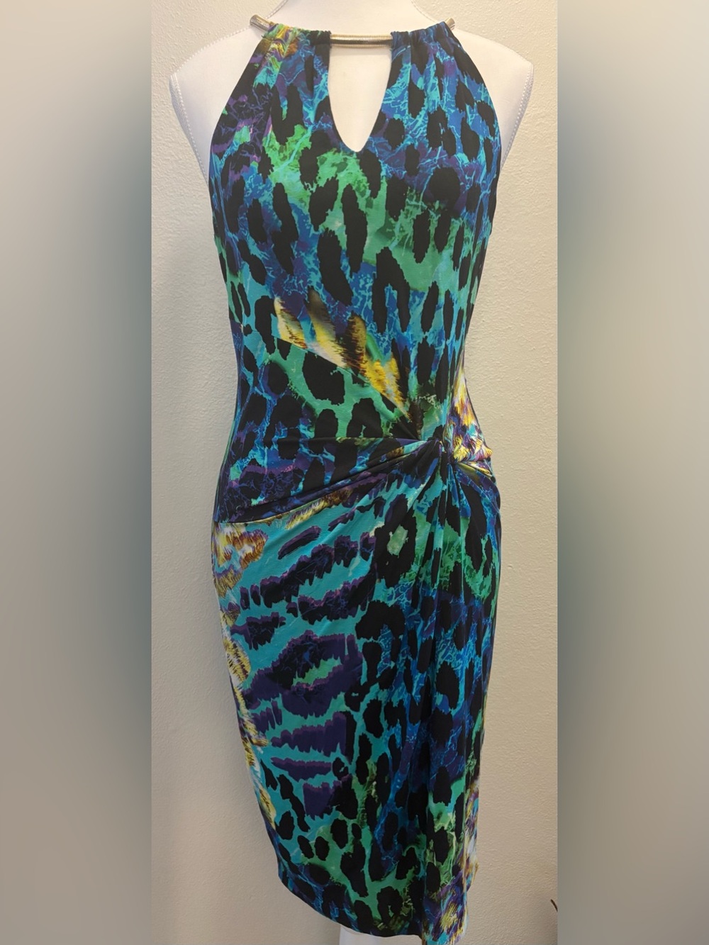 Cache Women's Green & Blue Twist-Front Dress